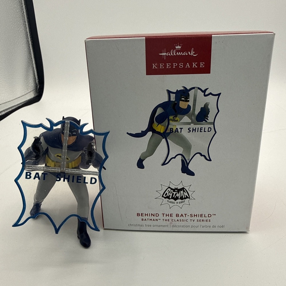 New Hallmark Classic BATMAN BEHIND THE BAT-SHIELD Keepsake Ornament Adam‎ West